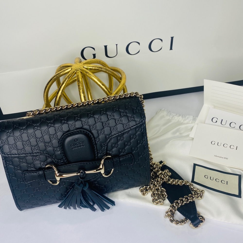 Gucci Micro Guccissima Black GG Crossbody Handbag